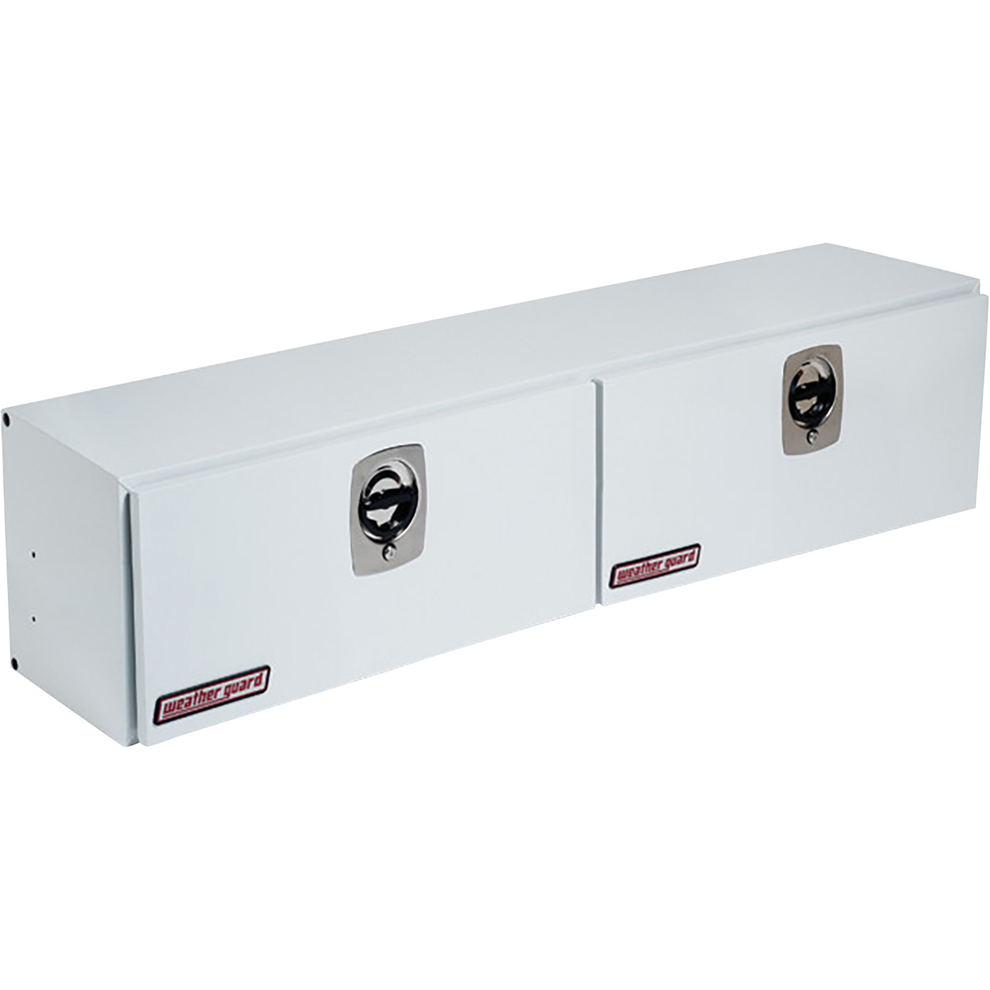 Weather Guard High-Side Dual Door Truck Tool Box, Steel with Aluminum Doors, Brite White, 3-Point Latching, 72.25in. x 13.25in. x 16in., Model# 272-3-02